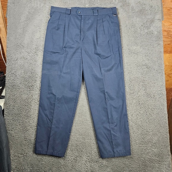 Tilley Endurables Mens 40x32 Blue Pleated Pants Casual Trousers Cropped Leg - Picture 1 of 7
